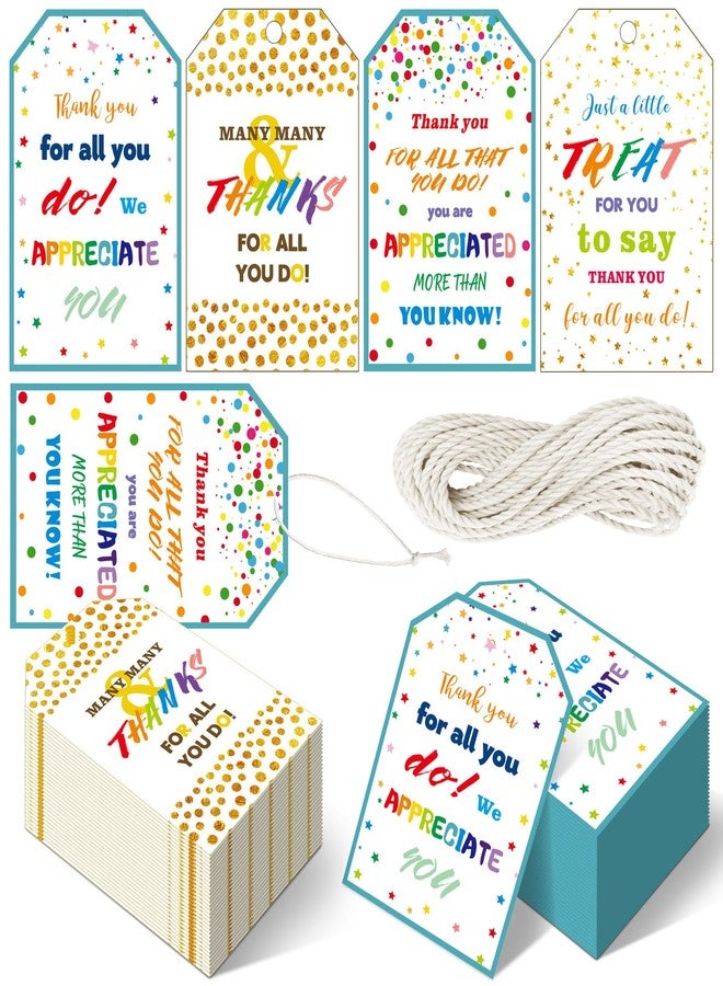 Trandraft 192 Pcs Valentines Day Appreciation Gifts Tags with String Appreciation Gift Tags for Employee Volunteer Doctor Nurse Teacher Wedding Birthday Party Favor Card Thanks for All You Do Label, 4 Styles - Image 1